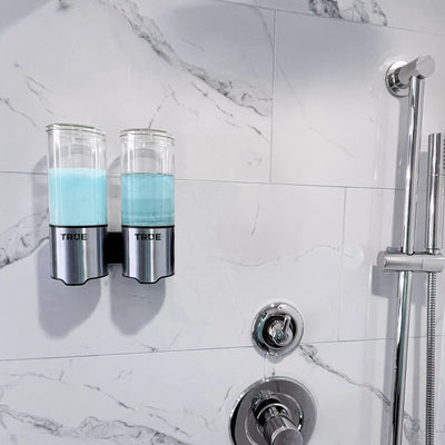 Double Troop touchless dispenser in marble shower